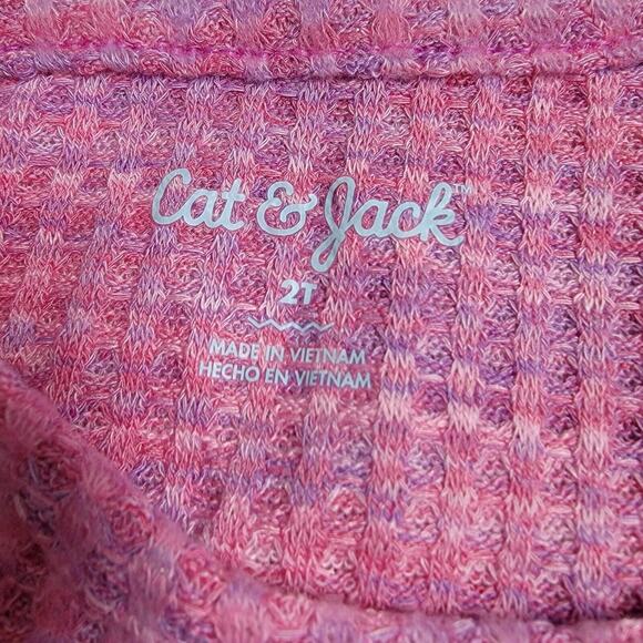 Cat & Jack Textured Cozy Waffle Long Sleeve T-Shirt Pink Toddler Girls Size 2T - Picture 5 of 7